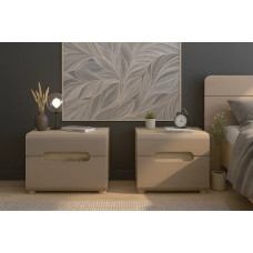 Приліжкова тумба Флоренс Mebel Service, секвоя/капучіно глянець, комплект 2шт.